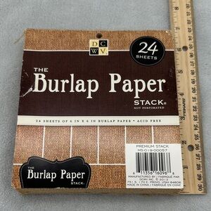 DCWV Single Sided Specialty Stack Material Burlap Paper 23 Sheets-6”x 6”